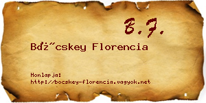 Böcskey Florencia névjegykártya
